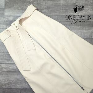 Marie Oliver Faux Leather Lined Belted Midi Skirt Size 2